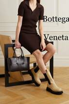 2020.21 国内正規美品■BOTTEGA VENETA/ボッテガ/ワンピース・ドレス/ニット・ポロ仕様 ブラウン・フローラル/L ストレッチ ハート_画像1