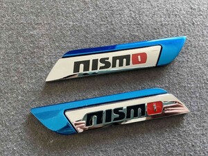 ★日産 nismo★220★ 金属ステッカー エンブレム デカール 2枚セット 3D 立体 車用装飾 両面テープで取付簡単 ブルー