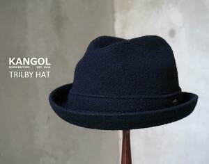 カンゴール KANGOL 黒 ブラック 中折れ帽子 トリルビーハット M 57.5-58cm相当