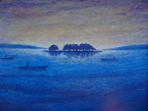 Art hand Auction Mikio Sonoyama, [Lago Shinji y barco de almejas], Ilustraciones raras de libros de arte., Nuevo marco de alta calidad incluido., En buena condición, envío gratis, Pinturas Paisaje, yoshi, Cuadro, Pintura al óleo, Naturaleza, Pintura de paisaje