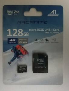 【新品・未開封】128GB　microSDカード SDアダプター付 - AKV30A1128