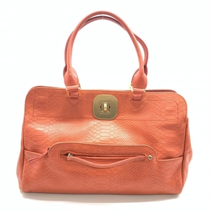 LONGCHAMP ロンシャン GATSBY ギャッツビー ハンドバッグ オレンジ ゴールド プッシュロック マグネット レディース 管理HS35779