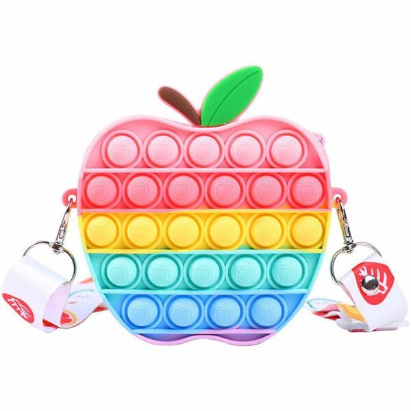 プッシュポップバブル ショルダーバッグ スクイーズ玩具 キッズ　アップル　りんご ポーチ