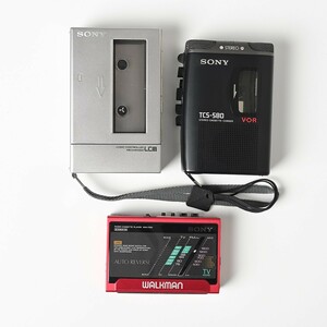 【ジャンク品】SONY カセットプレーヤー WM-F501 TCS-580 TCM-7 3点まとめ AUXケーブル付 ウォークマン レコーダー ラジオ WALKMAN ソニー