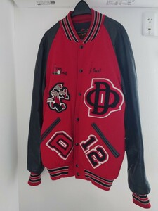 スタジャン ジャケット Varsity Jacket ブラック レザー ビンテージ delong スタジアム ジャケット バーシティ ジャケット 90s