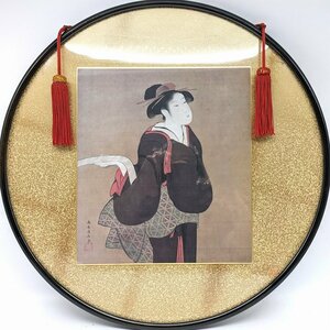 Art hand Auction Torii Kiyonaga, colored paper frame, circular, reproduction, copy, No. 230720-06, packing size 100, Painting, Ukiyo-e, Prints, Portrait of a beautiful woman