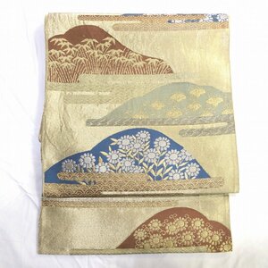 正絹・袋帯・金糸・エ霞・花・笹・振袖・着物・No.200701-0194・梱包サイズ60