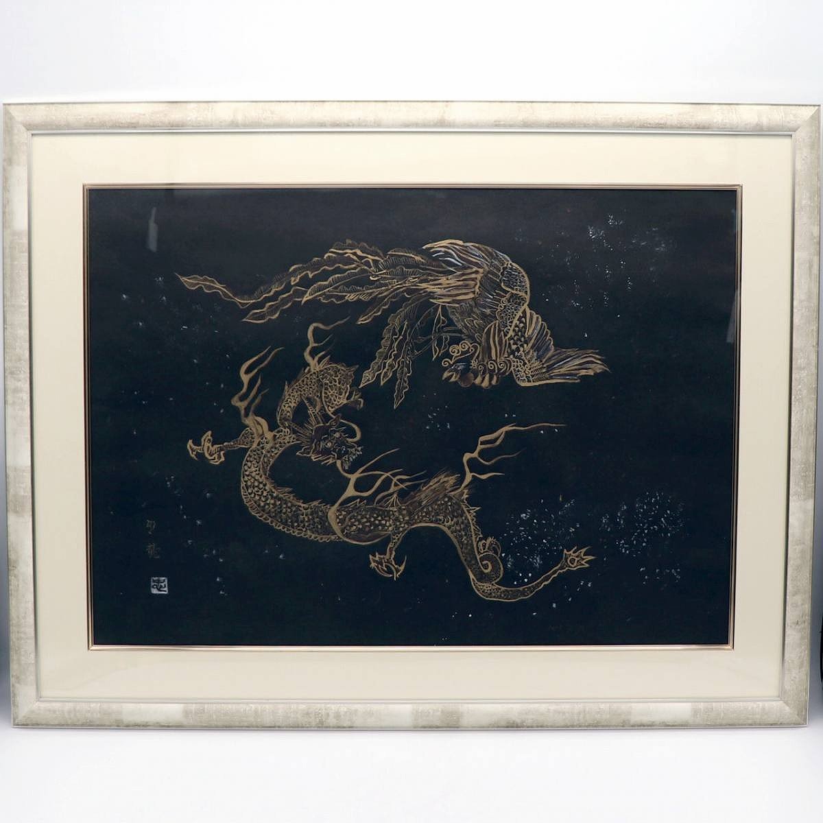 Tadashi Sato, Phoenix, Dragon, Painting, Framed, No. 200708-328, Packing size 140, Painting, watercolor, others