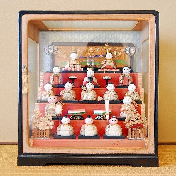 レトロ･雛人形･雛飾り･ガラスケース入り･No.170430-11･梱包サイズ100, 人形, キャラクタードール, 日本人形, その他