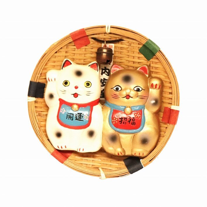 Good luck, family safety, beckoning cat, wall decoration, No.200321-037, packaging size 60, handmade works, interior, miscellaneous goods, others