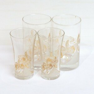 A CATTLEYA GLASS by yoko minamida・カトレア柄・グラス・4個セット・No.200321-096・梱包サイズ60