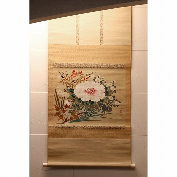 Beautiful pine tree, hanging scroll, flower, No.180919-28, packaging size 80, artwork, painting, others
