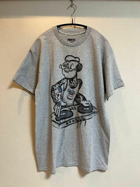 新品未使用 POPEYE ポパイ DJ Tシャツ US メンズL ライトグレー ハワイ土産