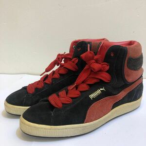 PUMA プーマ ハイカット スニーカー 26cm ブラック レッド スエード macht's mit O.ualitat シューズ ストリート