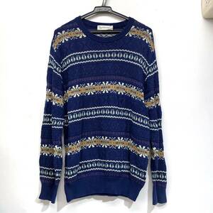 (. tree )[ beautiful goods ]Burberrys/ Burberry border knitted long sleeve M size cotton 100% multi border 