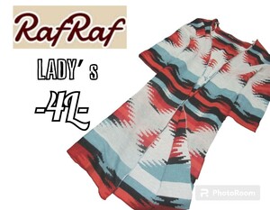 レディース4L◇Raf Raf◇ネイティブ柄ロング丈半袖カーディガン