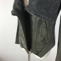 f102 HELMUT LANG ヘルムートラング ラム レザー ニット ジャケット ライダース ウール コットン シルク アウター S レディース USA製 正規_画像8