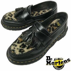 f278 Dr. Martens ドクターマーチン レオパード レザー ローファー フリンジ タッセル シューズ 革靴 ヒョウ柄 ボア UK4 正規品 EU37