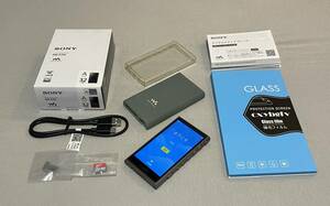 ◆中古　SONY ウォークマン NW-A106　アッシュグリーン＋Micro SD 128GB＋ケース＋フィルム