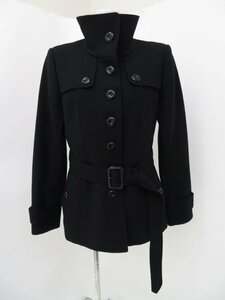 1円スタート♪　BURBERRY　LONDON　バーバリーロンドン　ハーフコート　ベルト付き　40　ブラック　三陽商会取り扱い　中古A1　AP-90912