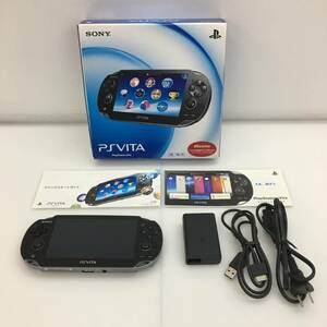 No.2827 ★1円～【PS VITA】PlayStation VITA 本体 PCH-1100 3G/Wi-Fi クリスタルブラック 箱あり [動作確認済] ◎中古品◎