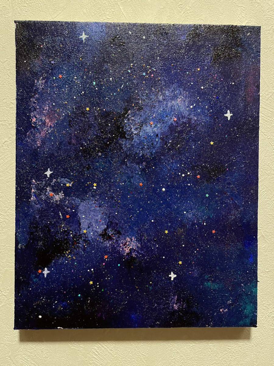 ★真作証明★絵画原画 アート 現代アート キャンバス 抽象画 宇宙 夜空 星, 美術品, 絵画, アクリル, ガッシュ