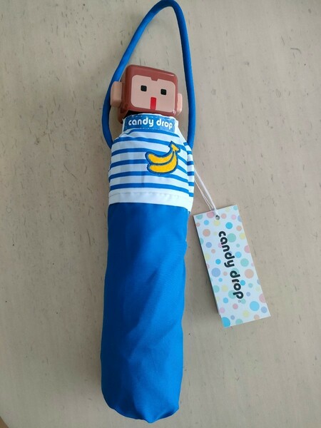 送料無料　未使用　タグ付き　子供用　折りたたみ傘　50㎝　無地　ブルー　折り畳み傘
