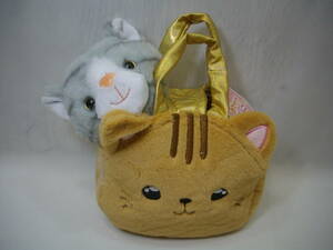 おでかけ にゃんこ バッグセット とらねこセット サイズ:バッグ in (写真８枚目）約２０cm とらねこ 約１７cm 送料３００円～ ねこ ネコ 猫