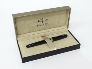 【1-32】 PARKER パーカー SONET ソネット 18K 750 ペン先 万年筆 ブラック×シルバー 未使用