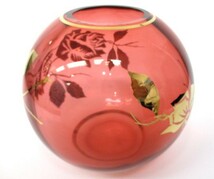 【1-61】 ボヘミア グラス フラワーベース 花瓶 ゴールド ルビー BOHEMIA GLASS _画像4