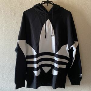 adidas アディダス トレフォイル パーカー ブラック SIZE:2XO(3XL) 中古美品 送料無料