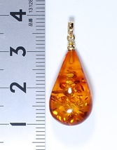 ￥100～K18リトアニア産グリッダーぎらぎら艶照り良い!天然本琥珀5.35ct20.8×11.9×9.1㍉全長30.0㍉1.2㌘PT_画像5