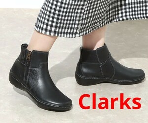 新品★Clarks Cora Grace クラークス レザー ブーツ サイドジップ アンクルブーツ 超軽量 クラークスジャパン正規品 UK5 24cm 定価17600円