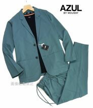 新品 アズールバイマウジー　AZUL BY MOUSSY　リラックス イージー セットアップ　S-M　ブルーグレー スーツ ジャケット パンツ 春秋_画像1