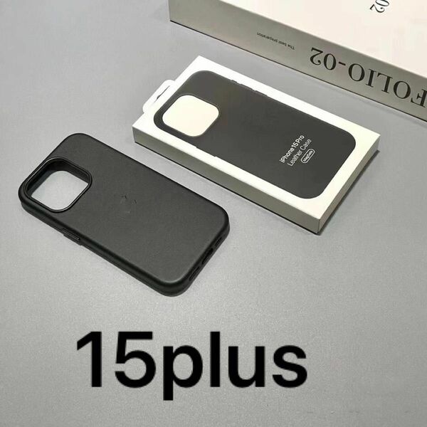 純正互換品　MagSafe対応　レザーケース　iPhone15plus ブラック