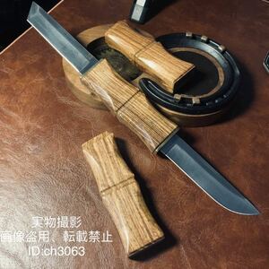 高品質 2刃木鞘ナイフ 鋼刃 和式小刀 伝統工芸　日本刀型 キャンプ　アウトドア　釣り 野外登山