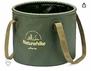 Naturehike 折りたたみバケツ円筒形(緑、10L)自立式、防災グッズ、アウトドア用品