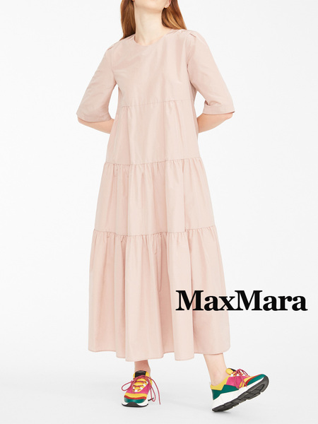 新品61%OFF　マックスマーラ　Max Mara　ティアードロングワンピース　アンティークピンク　36サイズ　【送料無料】