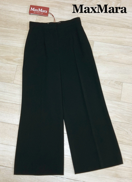 新品68%OFF マックスマーラ Max Mara ワイドクロップドパンツ ブラック 38サイズ 【送料無料】
