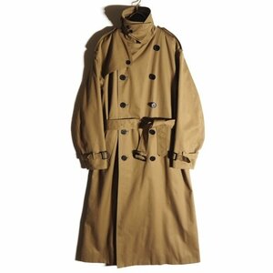 M5010H2　▼HYKE ハイク▼　TRENCH COAT（BIG+LONG）コットン ポリエステル オーバーサイズ トレンチコート カーキ 2 秋～春