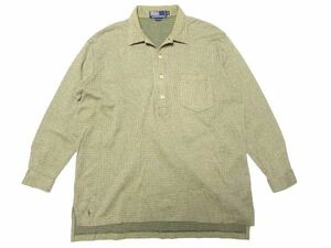 ★ビッグポロ♪ラルフローレン★裾ロゴ刺繍入り長袖ポロシャツLL/千鳥格子BIG POLO RALPH LAURENメンズ長袖シャツ90's