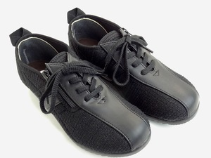 送料無料 RE866 ブラック 黒 23.0cm 4E 日本製 婦人靴 軽い レディースカジュアルシューズ 幅広 ファスナー付き ストレッチ素材