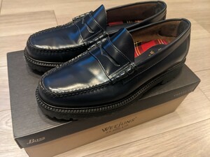 FRED PERRY (フレッドペリー) x G.H.BASS (ジーエイチバス) SB8070 PENNY LOAFER ペニーローファー レザーシューズ ネイビー 26cm 靴メンズ