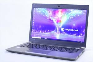 【1円～】良品！2019年発売モデル！ 薄型軽量&快速ノート！dynabook R63/DN i5-8250U 8G 256G 13.3型FHD液晶 Win10 バッテリー良好