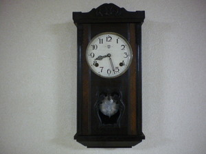 津田時計製造所 珍品 フクロウの振り子窓 約70年前のゼンマイ式柱時計 ボンボン時計 アンティーク 昭和レトロ 修理調整済 完動品 取説付き
