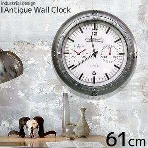 壁掛け時計 おしゃれ 特大 大きい ウォールクロック アンティーク インダストリアル 工業系 ヴィンテージ 男前 店舗 61cm×61cm BT-104