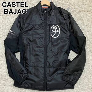 希少2XLサイズ◎CASTEL BAJAC SPORT ナイロンジャケット カステルバジャック 家紋ロゴ 切替 コーチジャケット メンズ 5 中綿 黒 ゴルフ