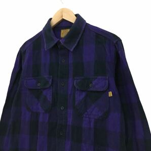 NC198 ALPHA INDUSTRIES アルファインダストリーズ 厚手 長袖 シャツ カジュアルシャツ トップス メンズ M パープル 紫 チェック 柄の画像3