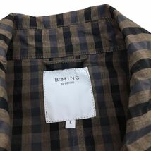 NC199 BMING by BEAMS ビームス 薄手 シャツ ジャケット 上着 羽織り トップス メンズ L ブラウン 茶系 チェック 柄_画像7