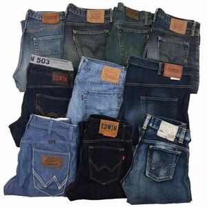 D-13 デニム 10本 まとめ売り 大量 Levi's リーバイス 537他 EDWIN エドウィン Wrangler ボトムス ジーンズ デニムパンツ メンズ 卸売